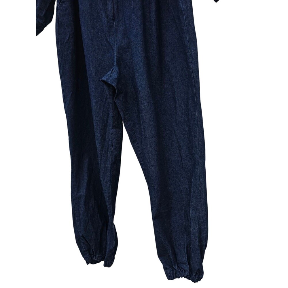 Ashley Stewart Woman Plus 18 Denim Jogger Jumpsuit Blue Dark Wash Belt Full Zip - Picture 15 of 15